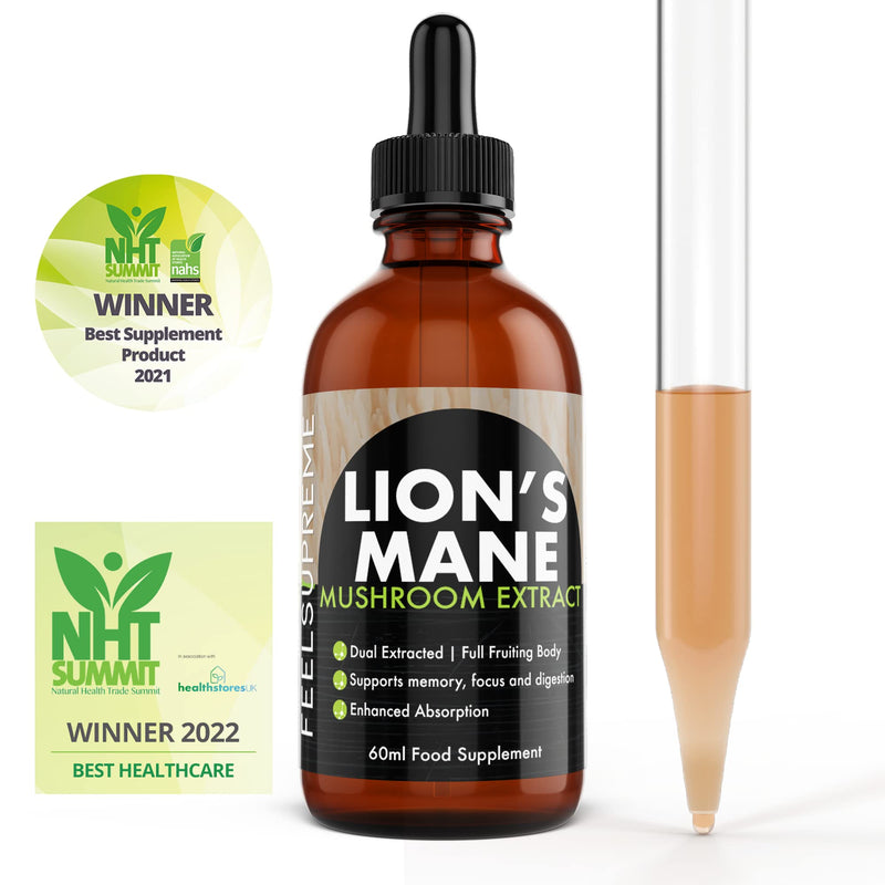 [Australia] - Lions Mane Supplement Mushroom Extract (60ml) High Strength 10:1(15,000mg) Whole Fruiting Body Focus Memory Sleep Brain Health More Easily Absorbed Than Capsules or Powder 