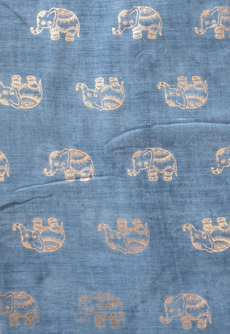 [Australia] - GlamLondon Women's Elephant Print Glitter Rose Gold Scarf Blue Light 