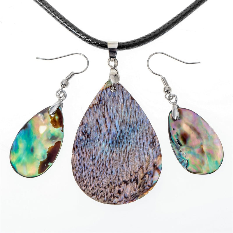 [Australia] - Angel Jewelry Women's Sea Abalone Shell Necklace Pendant Earrings 