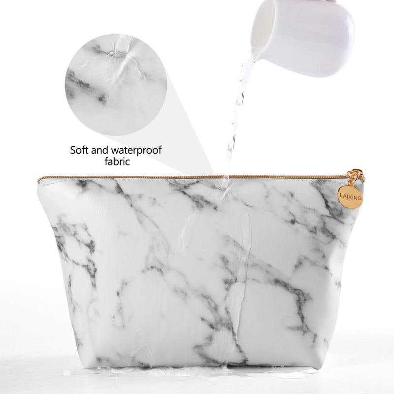 [Australia] - Marble Makeup Bag,Portable Cosmetic Bag Travel Tolietry Bag Large Makeup Pouch Waterproof Organizer Bag for Women Girls 