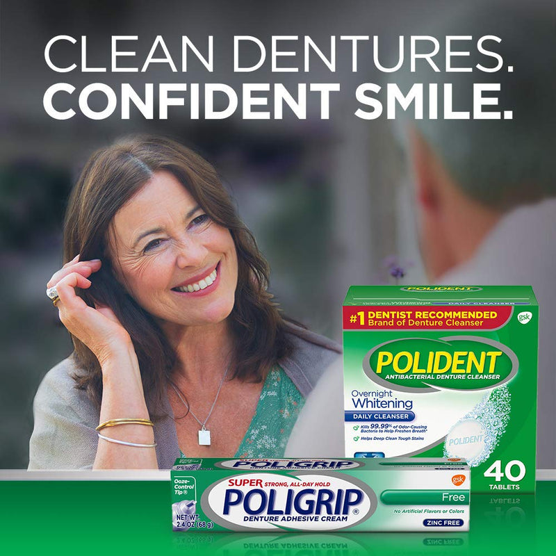 [Australia] - Polident Overnight Whitening Antibacterial Denture Cleanser Effervescent Tablets, 40 count 