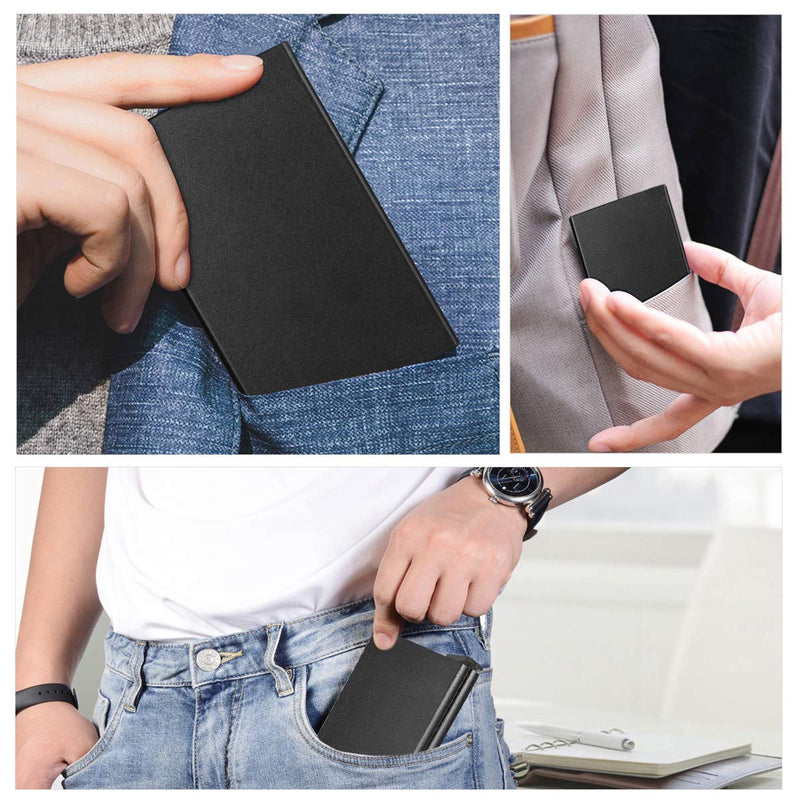 [Australia] - Card Holder, Men Credit Card Holder, Slim Card Case Front Pocket Anti-theft-RFID Auto Pop up Travel Thin Wallets for Men Black Aluminum(Hold 10-12 Cards) 