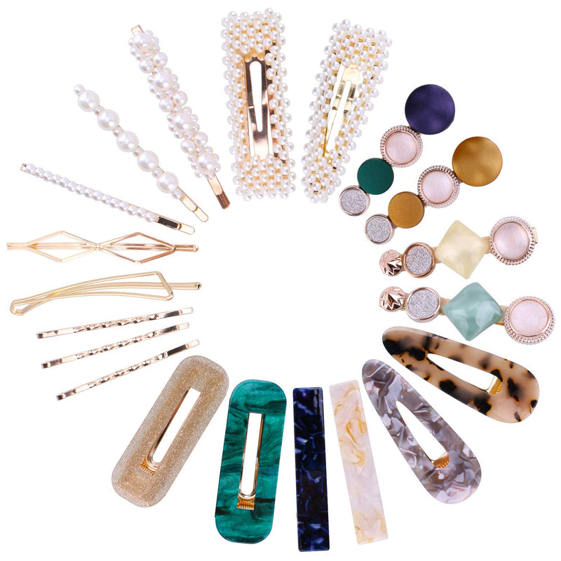 [Australia] - 20Pcs Pearl Hair Clips - Fashion Pearls Hair Barrettes Sweet Artificial Macaron Acrylic Resin Barrettes Hairpins for Women,Ladies and Girls Headwear Styling Tools Hair Accessories 