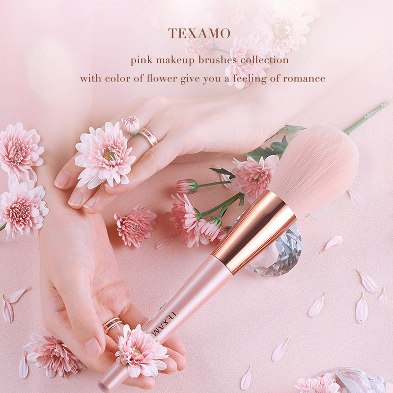 [Australia] - TEXAMO Makeup Brush Set for Powder, Blush, Contour, Concealer, Eyeshadow, Eyebrow, Blending, Premium Synthetic Pink Makeup Brushes of 10, Rose Gold 