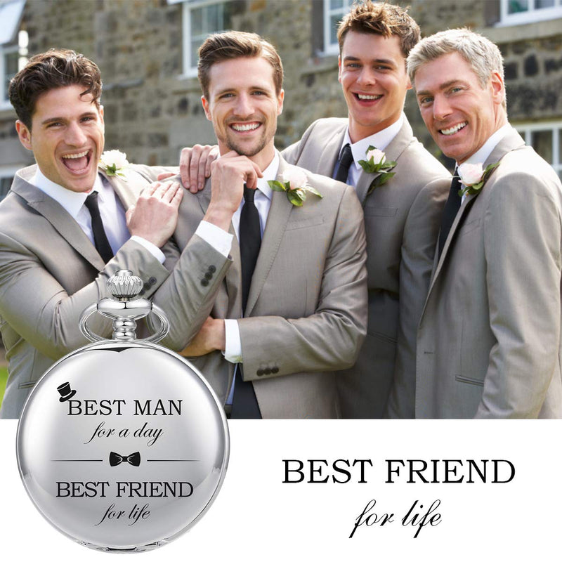 [Australia] - SIBOSUN Best Man for Wedding or Proposal - Engraved Best Man Pocket Watch - Wedding 12 Silver Grey - To Best Man 