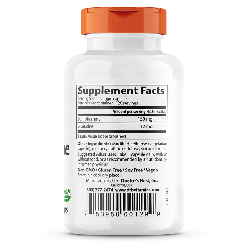 [Australia] - Doctor's Best BenFotiamine with BenfoPure, Non-GMO, Gluten Free, Vegan, Helps Maintain Blood Sugar Levels, 150 mg, 120 Veggie Caps (DRB-00129) 