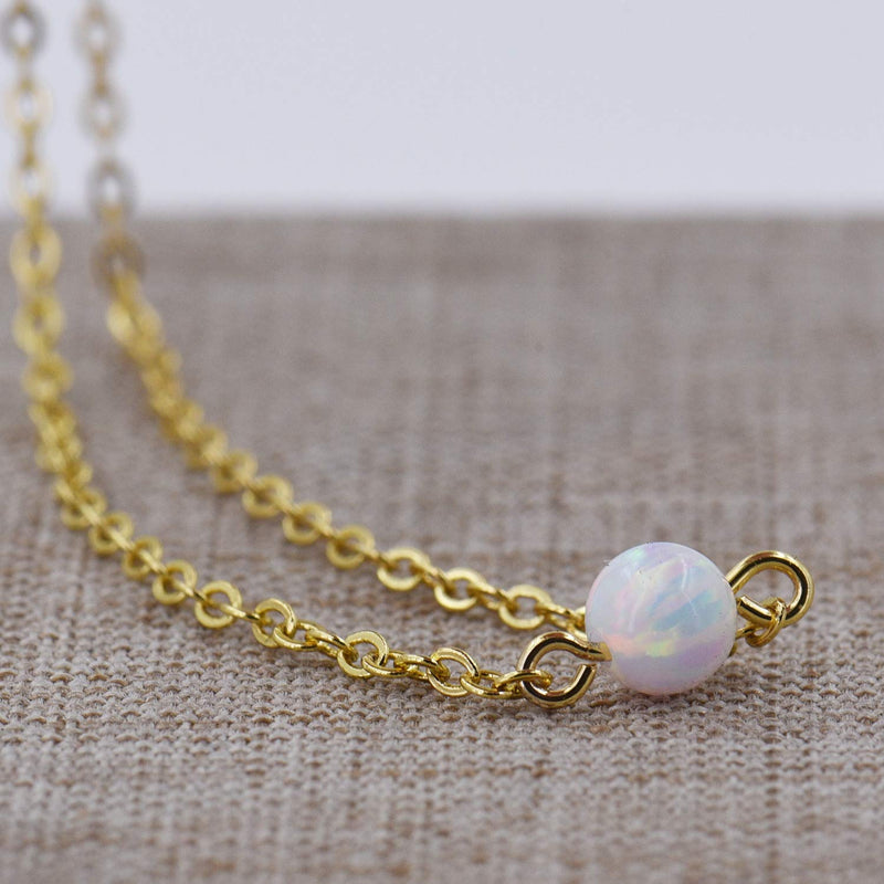 [Australia] - DELLA MODA Single Opal Ball Simple Gold Necklace | 18k Gold Plated Hypoallergenic Brass 