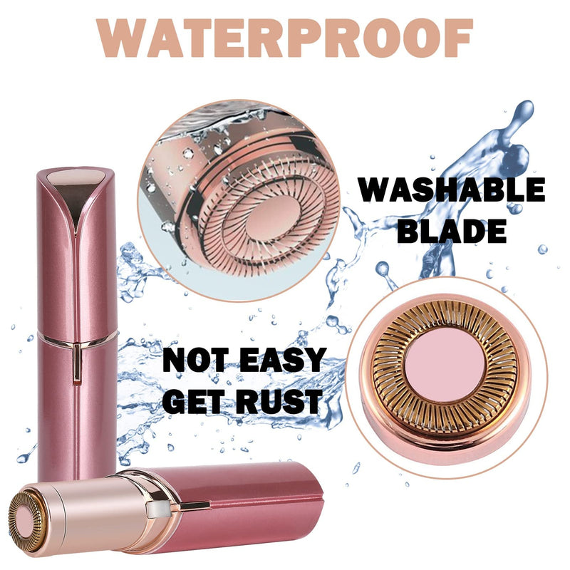 [Australia] - Facial Hair Removal for Women, Painless Face Hair Shaver Electric Hair Remover Mini Face Hair Trimmer USB Rechargeable Body Razor for Face/Cheek/Lips/Peach Fuzz/Chin with Clean Brush & Storage Bag 