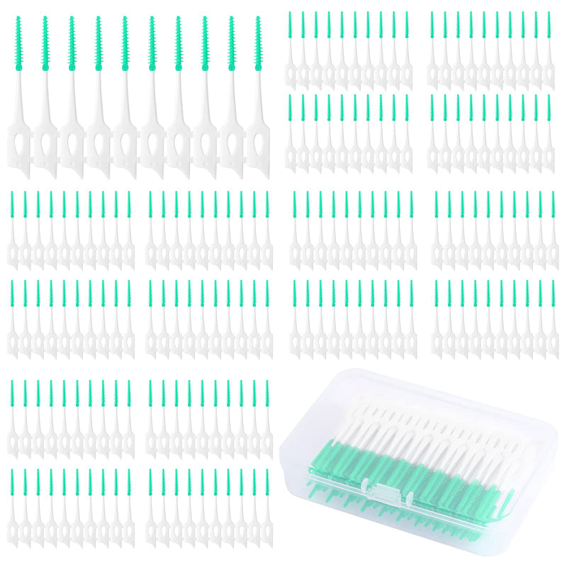[Australia] - 160 Pcs Dental Floss Brushes, Tooth Floss Picks, Dental Tooth Flossing with Storage Case for Brush Tool Tooth Cleaner Suitable for All Kinds of People for Cleaning Braces Gaps Between Teeth(Green) 