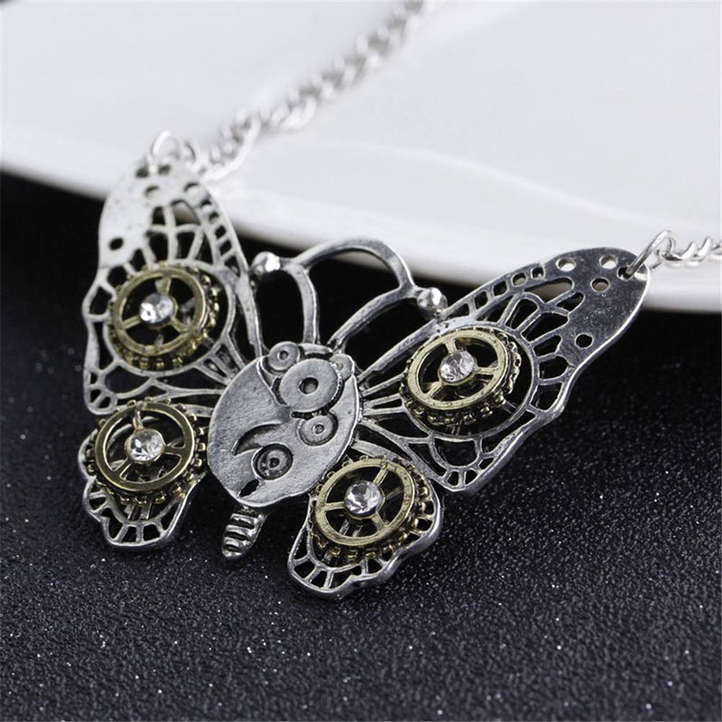 [Australia] - AILUOR Steampunk Gear Pendant Necklace, Punk Vintage Gothic Love Heart Owl Butterfly Bee Insect Chain Sweater Pendant Necklace Jewelry for Women Girl 