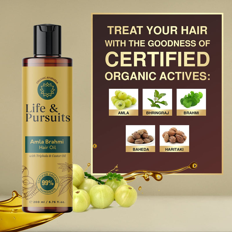 [Australia] - Life & Pursuits Amla Brahmi Hair Oil for Hair Growth - 200 ml Natural & Organic Hair Oil with Coconut, Castor, and Sesame for Strong & Thick Hair (Packaging May Vary) 200 ml (Pack of 1) 