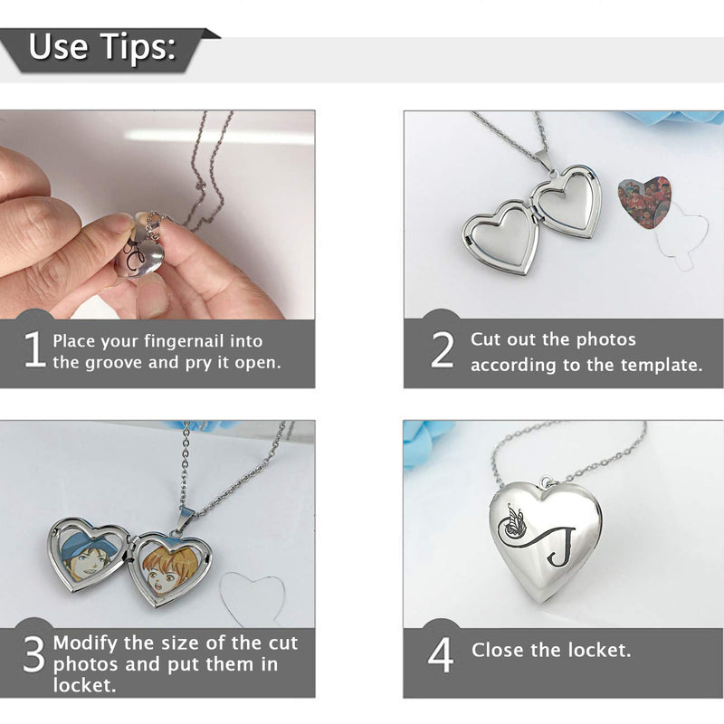 [Australia] - Butterfly Locket Necklace that Holds Pictures Initial Alphabet Letter Heart Shaped Photo Memory Locket Pendant Necklace J 