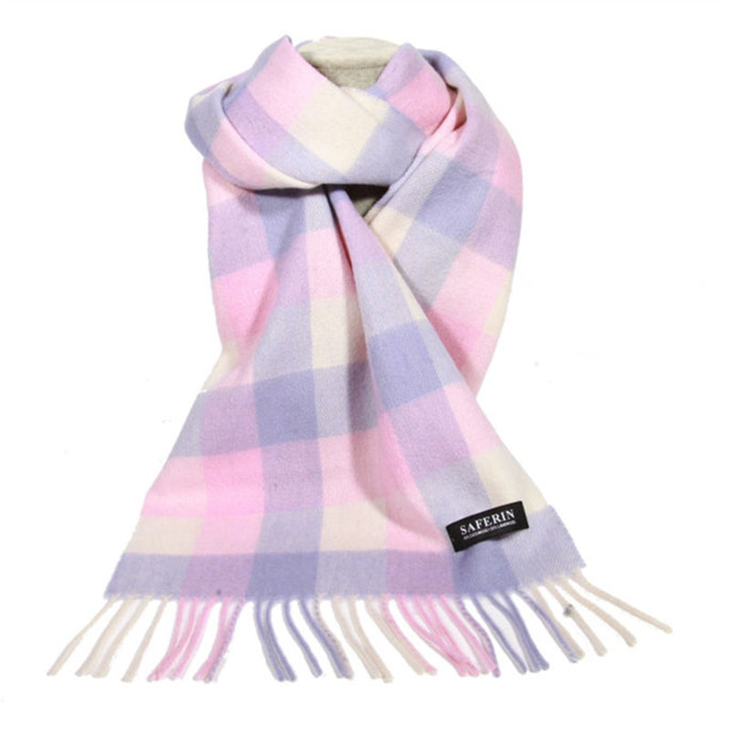 [Australia] - Cashmere and Lambwool Solid Tartan Winter Tartan Wrap Neck Scarf Winter for Women and Men Nmg-blue Pink 