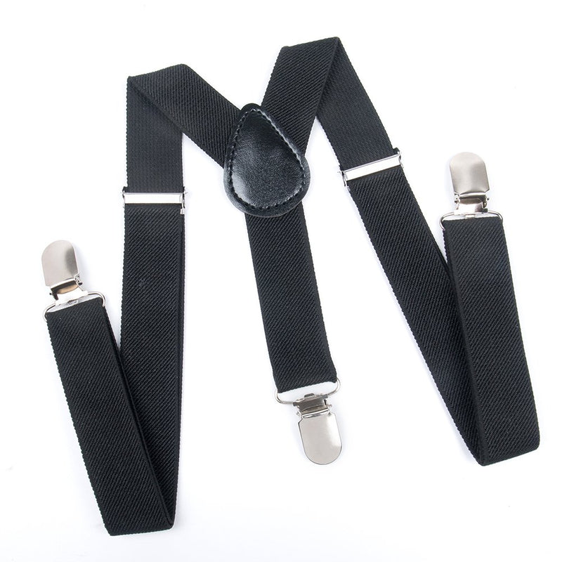 [Australia] - ELENKER Baby Boys Adjustable Elastic Solid Color Suspenders, 1" Wide 22 Inches (7 months-3yrs) Black 