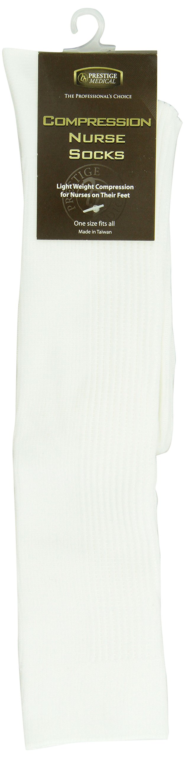 [Australia] - Prestige Medical Nurse Compression Socks, White , 12 Inch 