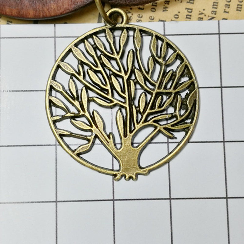 [Australia] - HUNO Tree of Life Pendant Necklace Long Leather Chain Statement Wooden Necklace for Women Girls Vintage Wood Jewelry 