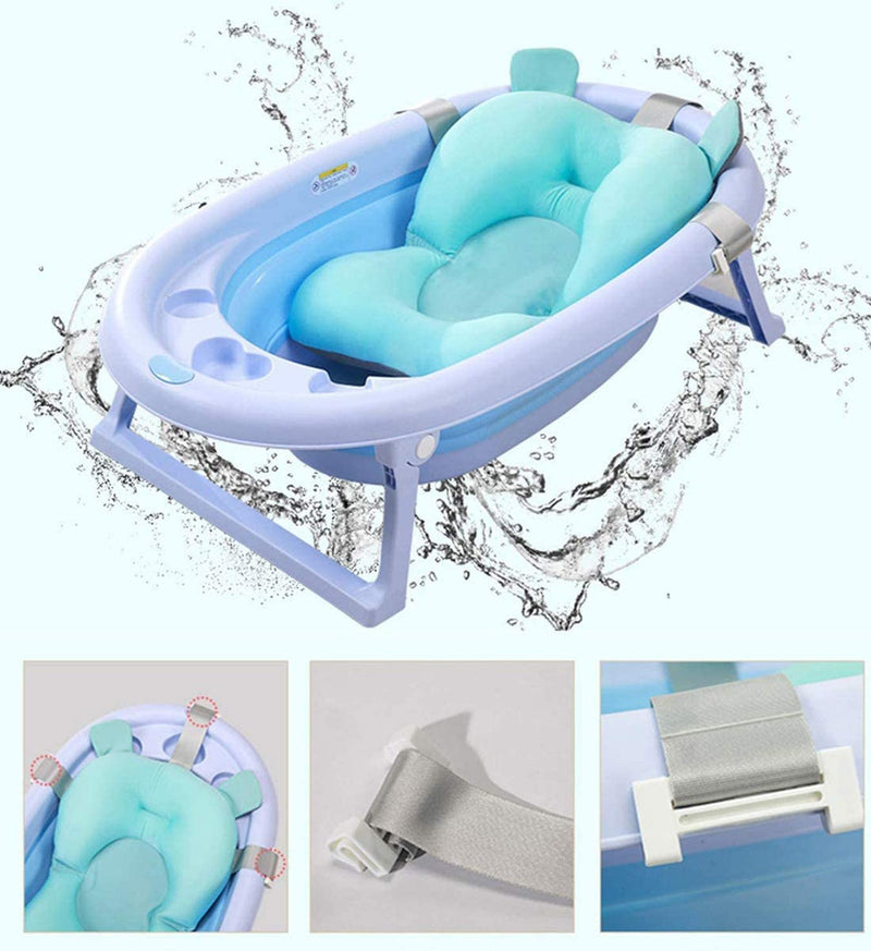 [Australia] - Baby Bath Pad, SHANGSKY Baby Bath Cushion Newborn Bath Seat Support Pad Infant Bath Pad Floating Soft Baby Bath Pillow Anti-Slip Newborn Bath Tub Cushion for 0-12 Month (Blue) 