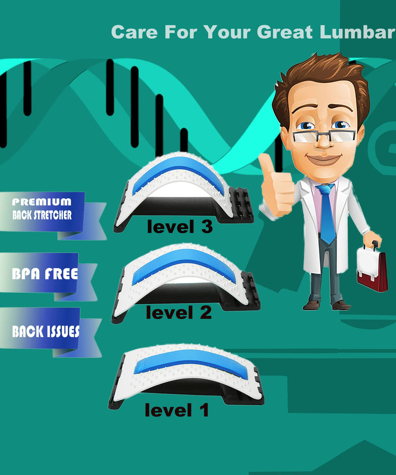[Australia] - ChiFit Multi-Level Back Stretching Device - Immediate Relief for Back Pain, Herniated Disc, Sciatica, Scoliosis,Lower and Upper Back Stretcher Support and Pain Relief Blue 