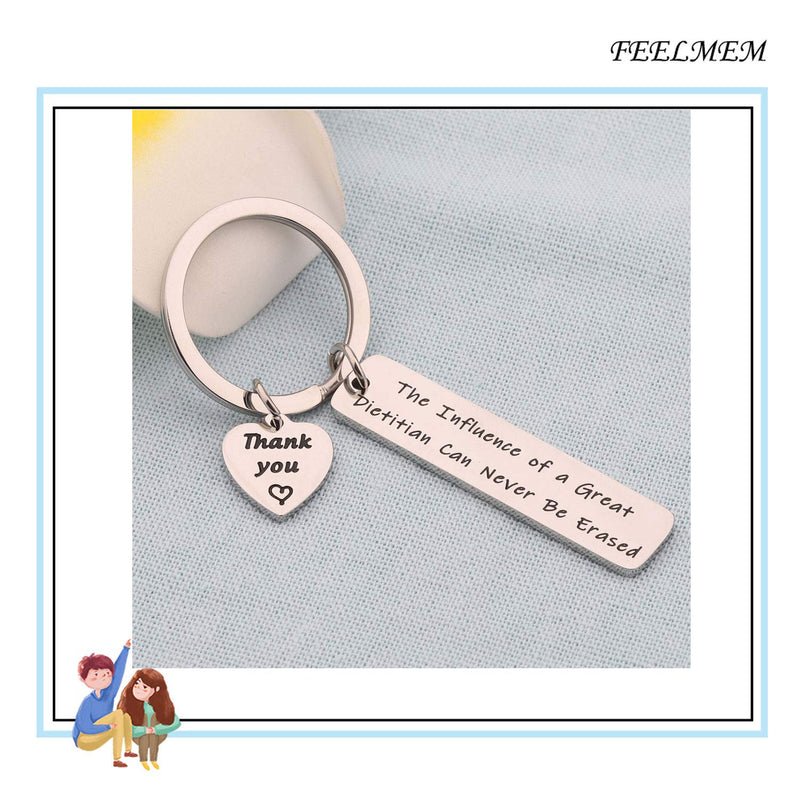 [Australia] - FEELMEM Dietitian Gift Nutrionist Gift Dietitian Appreciation Keychain The Influence of a Great Dietitian Can Never Be Erased Jewelry for Registered Dietitian Dietician silver 