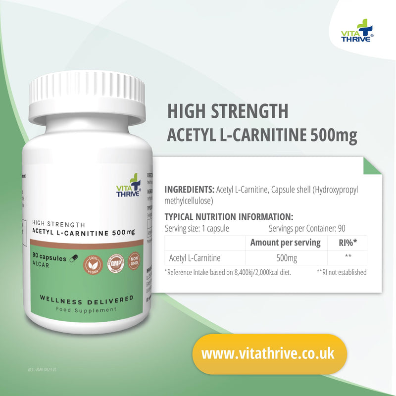 [Australia] - VitaThrive® Acetyl L Carnitine 500mg – 90 Capsules 