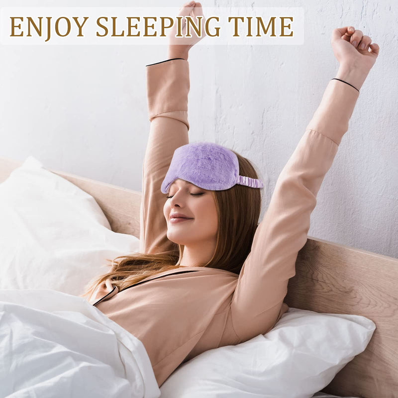 [Australia] - SATINIOR 6 Pieces Plush Eye Mask Soft Sleeping Blindfold Eye Cover Comfortable Plush Plush and Satin Eye Mask Fluffy and Furry Eye Cover for Girls and Adult Eye Protection, 4.1x8.3 In (Pack of 6) 