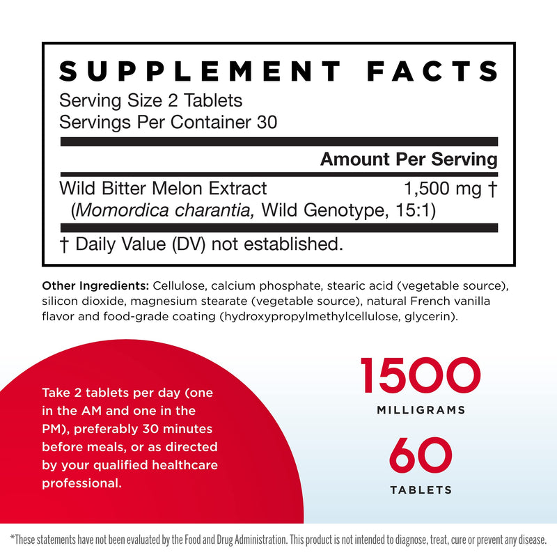 [Australia] - Jarrow Formulas Wild Bitter Melon Extract 750 mg, Patented & Clinically Tested, Supports Insulin Glucose Metabolism, 30 Servings, White, 60 Count 
