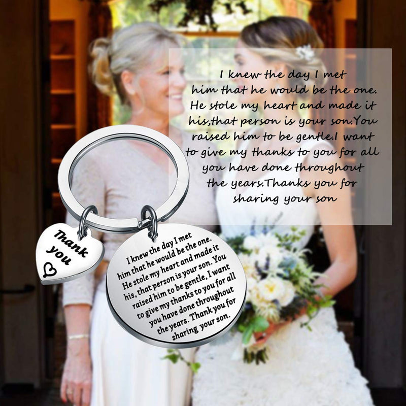 [Australia] - LQRI Mother of The Groom Gifts Mother-in-Law Keychain I Knew The Day I Met Him That He Would Be The One Keychain Wedding Gift Jewelry Mother in Law Gift sliv 