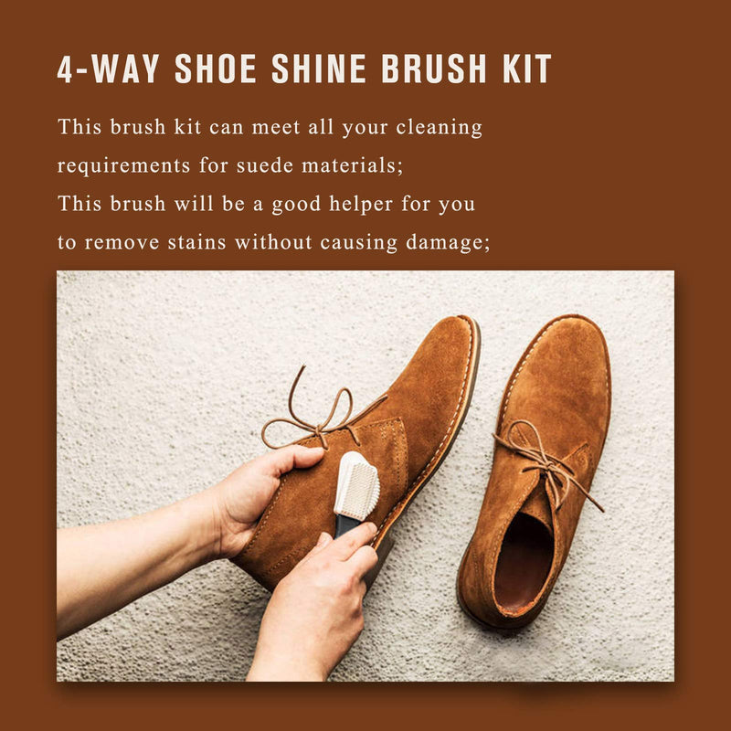 [Australia] - Shoe Brush, Suede & Nubuck 4-Way Brush + Eraser, Premium Shoe Cleaner Kit 