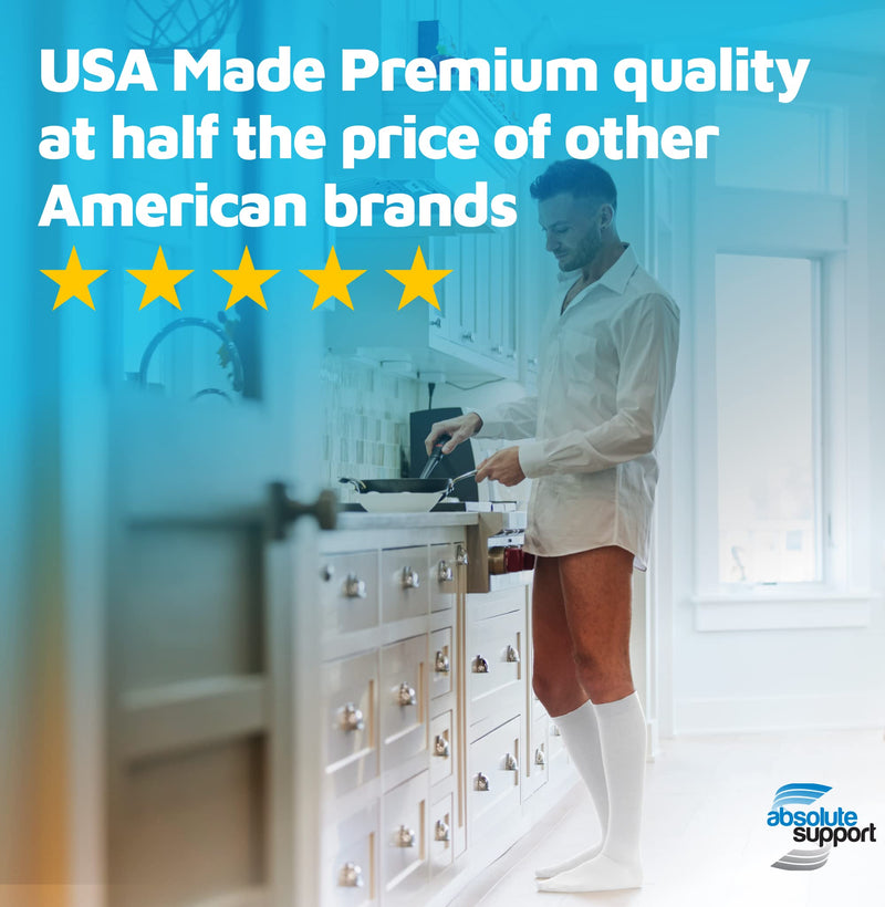 [Australia] - Made in The USA - Unisex Compression Socks 10-20mmHg with Open/Closed Toe White Closed Toe Medium 