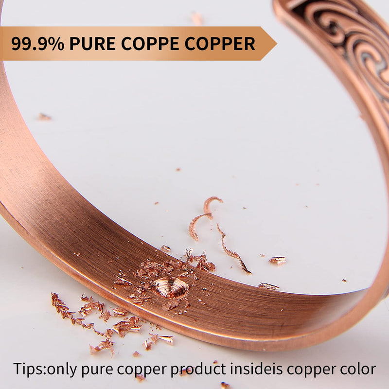 [Australia] - MagEnergy Mens Copper Bracelets, 99.9% Pure Copper Magnetic Bracelet with 6 Powerful Magnets, Copper Cuff Bangle with Jewelry Gift Box 