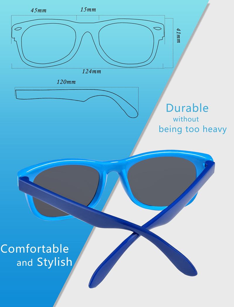 [Australia] - Flexible Polarized Kids Sunglasses Comfortable Rubber TPEE Frame UV400 Protection Super Cute Eye wear for Boys Girls Age 3-9 Baby Blue | Blue 45 Millimeters 