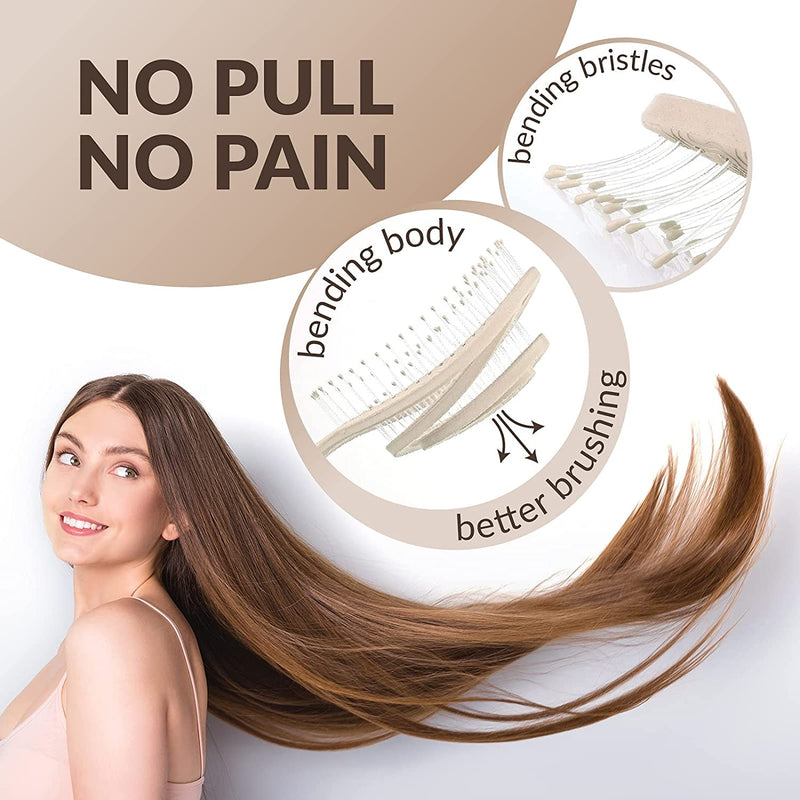 [Australia] - CS Beauty Eco Friendly Straw Hairbrush, Flexible Soft Pin Bristles, Detangling Wet/Dry Hair, Head Massaging Pro Pink 