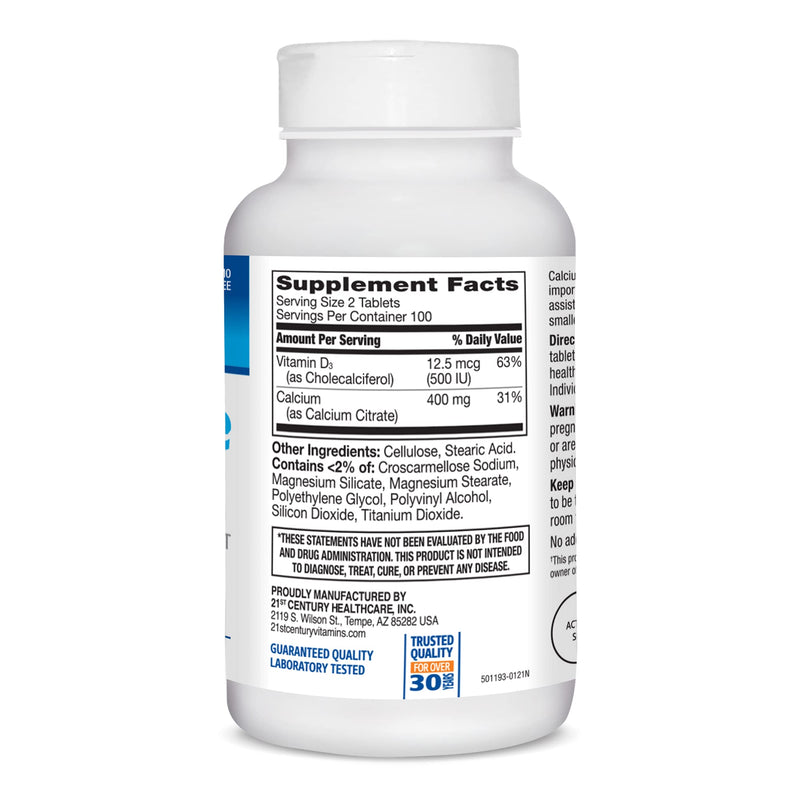 [Australia] - 21st Century Calcium Citrate + D3 Petites Coated Tablets 200 ea 