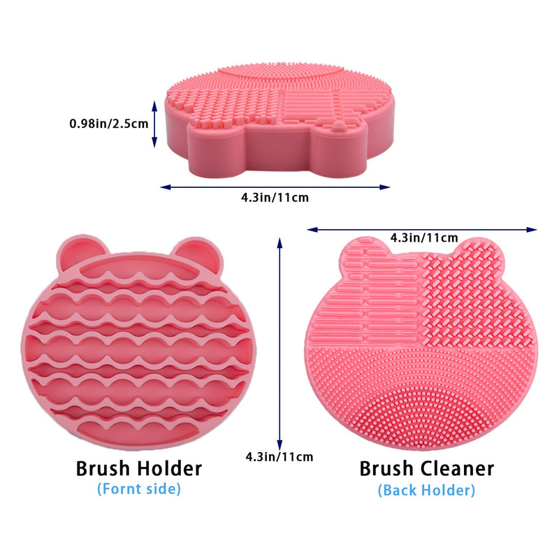 [Australia] - Makeup Brush Cleaning Mat and Brush Drying Storage Stand Holder Remove Facial Makeup Naturally and Clean Makeup Brushes Instantly （blue） (Pink) Pink 