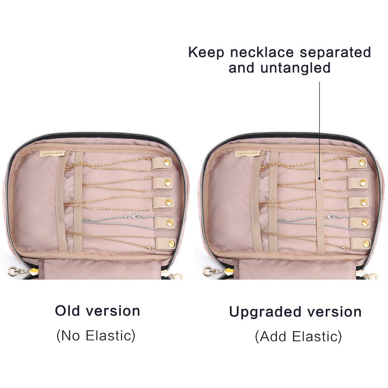 [Australia] - BAGSMART Jewelry Organizer Case Travel Jewelry Storage Bag for Necklace, Earrings, Rings, Bracelet, Soft Pink Medium 