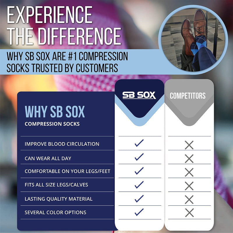 [Australia] - SB SOX Compression Socks (20-30mmHg) for Men & Women – Best Compression Socks for All Day Wear, Better Blood Flow, Swelling! Large Black/Gray 
