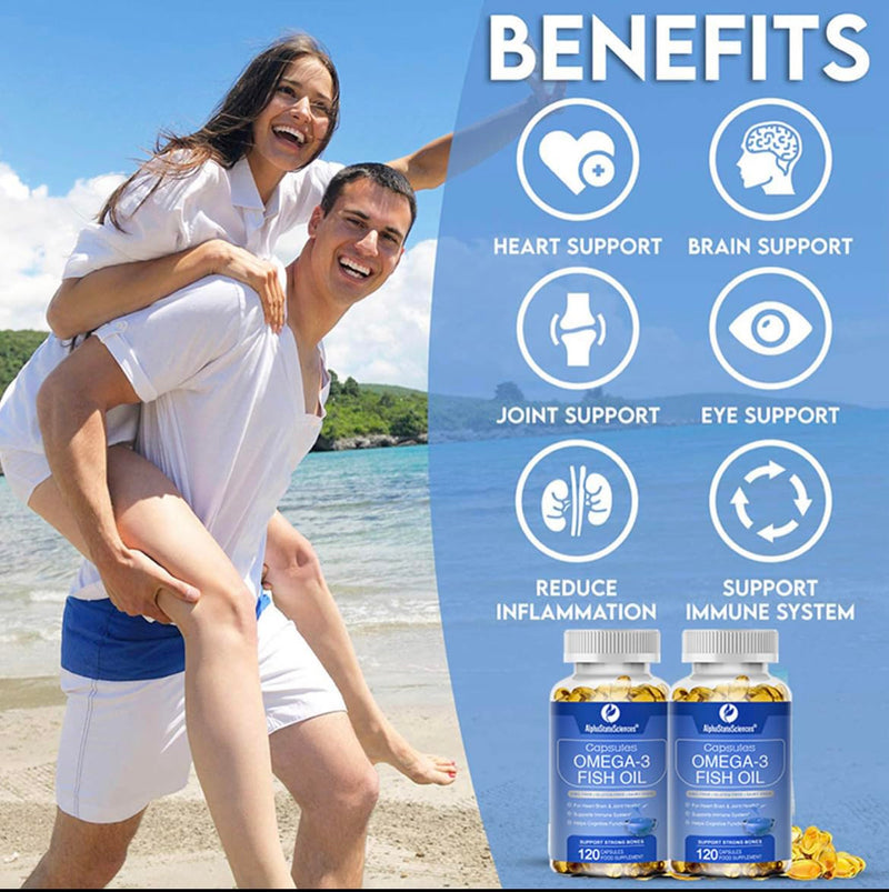 [Australia] - **New**Premium Omega 3 Fish Oil Max Strength 3600mg Boost Heart Health, Brain Function, and Joint Mobility High EPA 1296mg & DHA 864mg Essential Fatty Acids for Optimal Wellness 