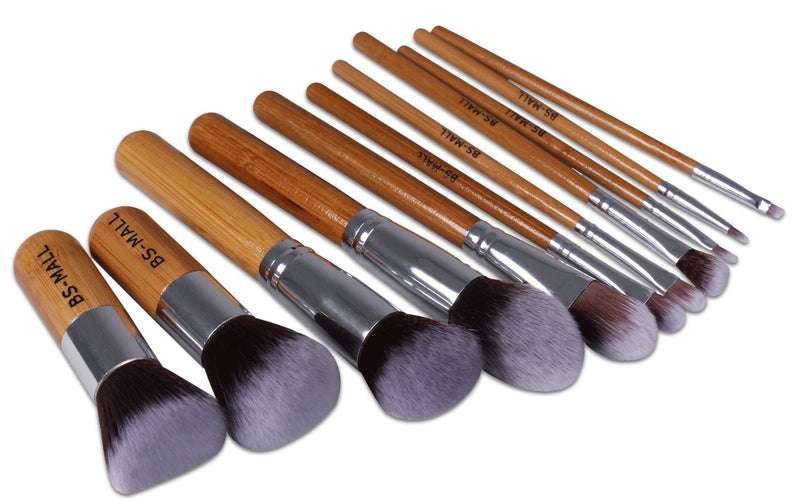 [Australia] - BS-MALL Makeup Brush Set 11Pcs Bamboo Synthetic Kabuki Brush Set Foundation Powder Blending Concealer Eye shadows Blush Cosmetics Brushes with Organizer Bag & Makeup Sponge… 