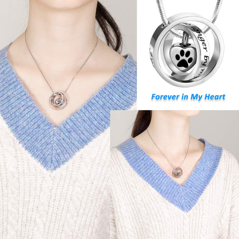 [Australia] - LYFML Heart Cremation Jewelry Urn Necklace for Ashes, Keepsake Pendant Made of Titanium Steel, Engraved"No Longer by My Side, Forever in My Heart" Come with Filling Kit Paw 