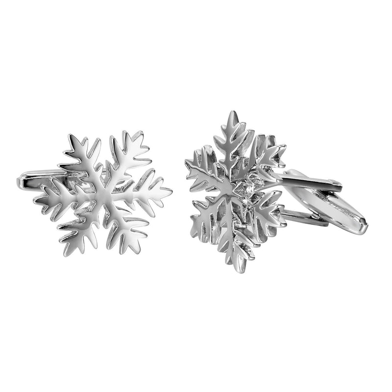 [Australia] - Urban Jewelry Unique Christmas Snow Snowflakes Stainless Steel Cufflinks for Men (Silver) 