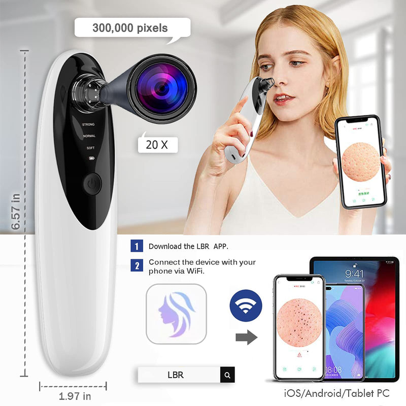 [Australia] - Pore Vacuum with Camera - Warm Feather 1080P HD Blackhead Remover with 3 Suction Power and 4 Professional Probes,USB Rechargeable blackhead extractor for Women Men 