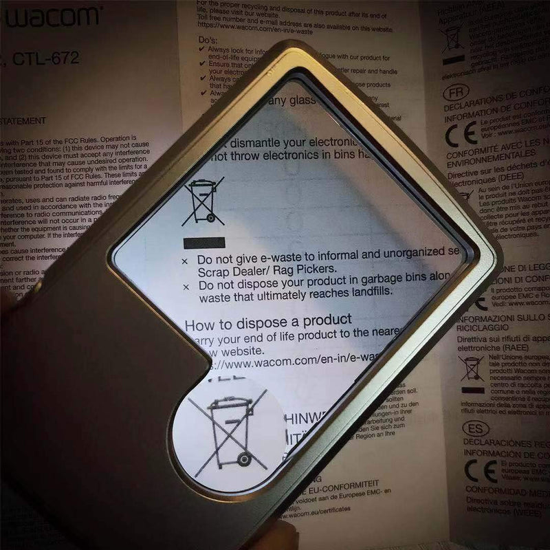 [Australia] - Wapodeai 6X 3X LED Magnifying Glass with Light, Premium Card Type Magnifying Glasses, Magnifying Glass for Reading, Kids, Jewelry, Science, 3X Magnifier Magnifying Glasses with Light, Silver 