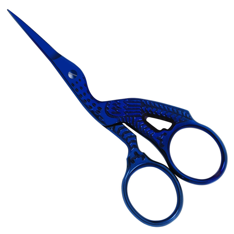 [Australia] - ProMax Brow Shaping Scissors - Eyebrow Scissors - Ergonomic Style - 100% Stainless Steel - Brow Kit-Attractive Bird Styles, Stork Scissor, Straight Pointed - 30-7090BT (Blue Titanium) Blue Titanium 