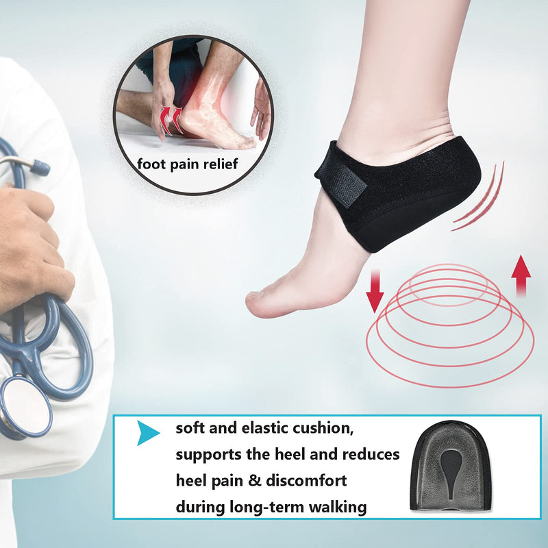 [Australia] - Heel Cushion, Gel Heel Cups for Heel Pain Plantar Fasciitis, Heel Pads Great for Aching Feet,Tendinitis, Bone spur, Cracked Heel Repair,for Men & Women(4PCS) Black 