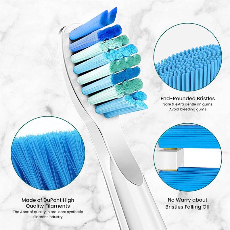 [Australia] - Electric Toothbrush Heads 5pc Compatible for Fairywill Fairywell Fairy Will D7/D8/FW507/FW508/FW551/917/959/2011/Seago E9 SG-507 SG-958/Dnsly/Sboly/OKMIMO Soft Replacements Head (5 White Heads) 5 White Heads 