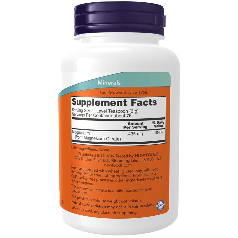 [Australia] - NOW Supplements, Magnesium Citrate Pure Powder, Enzyme Function*, Nervous System Support*, 8-Ounce 