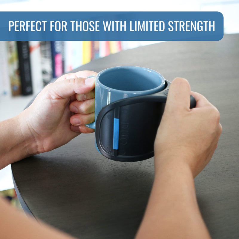 [Australia] - HealthSmart DUO Beverage Grip Handle for Mugs, Glasses and Bottles, Protects Hands from Hot Mug Surfaces, Blue, 0.5 Pound 