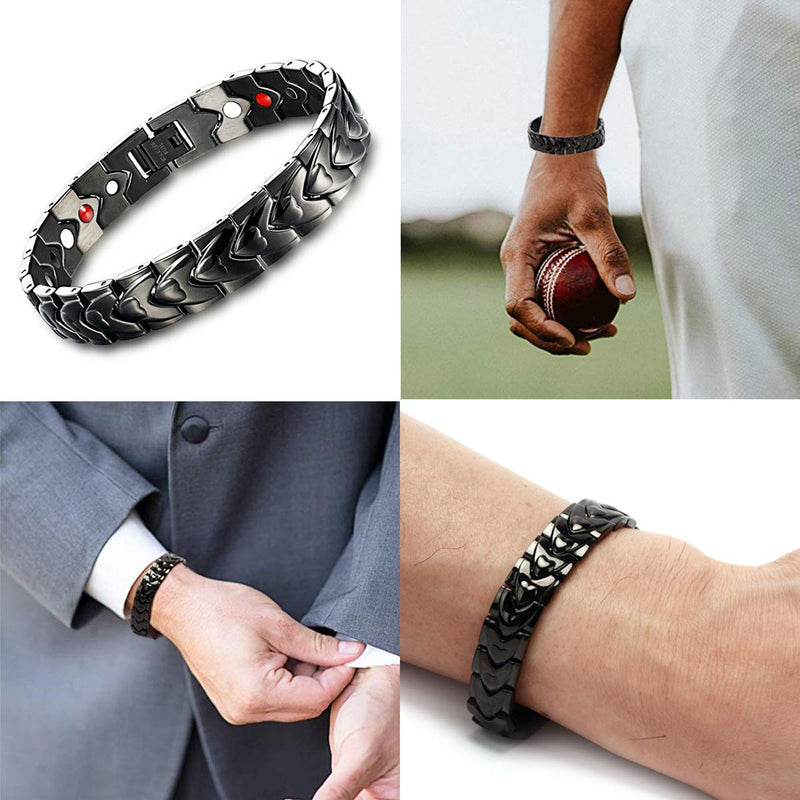 [Australia] - Strong Magnetic Bracelets for Men Titanium Double Strength Magnets Wristband Bracelets 