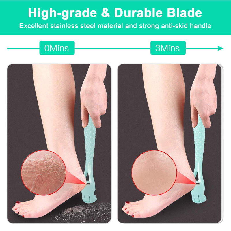 [Australia] - Foot Scraper, Hard Skin Callus Remover FootCallus Shaver Foot File Pedicure Feet Care Set with 10pcs Blade, Premium Stainless Steel Foot Care Tools for Dry Wet Foot Heel Callus, Dead, Cracked Skin A-green 