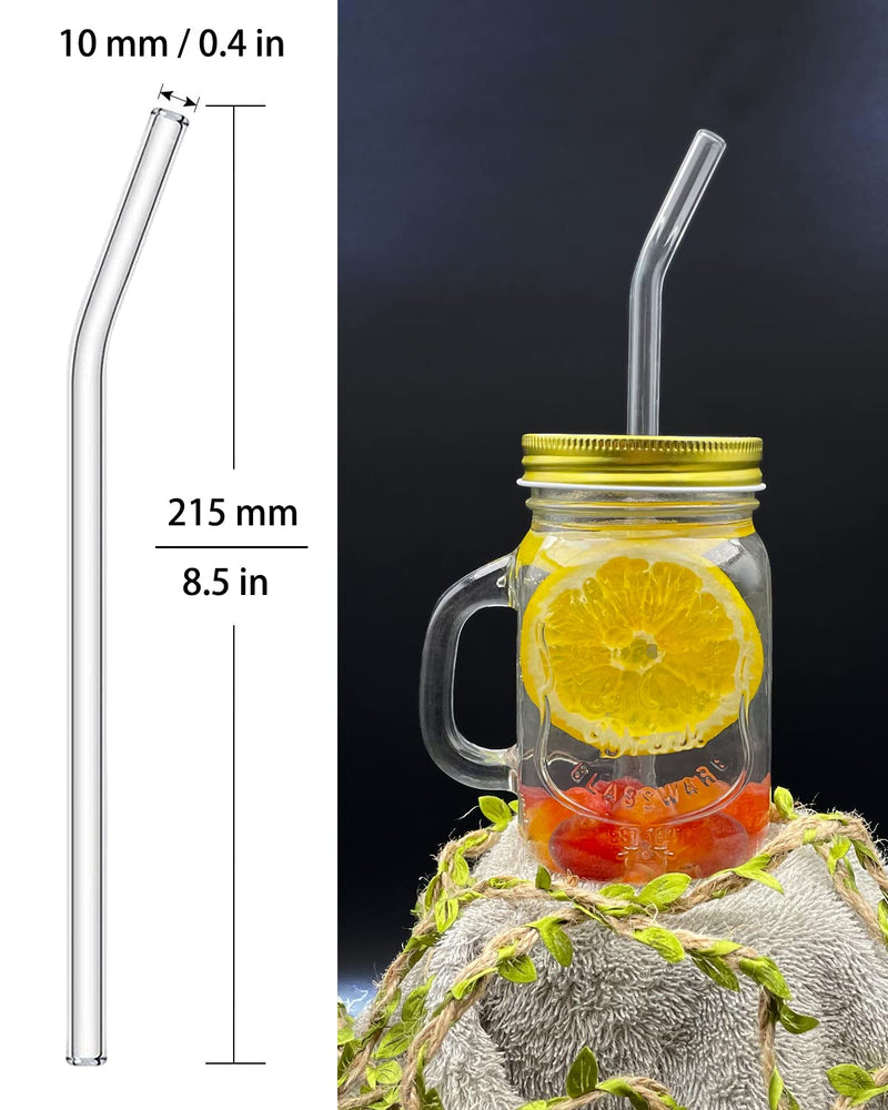[Australia] - NAFENDER Glass Straws Reusable Drinking Straws 2 Wide Smoothie Straws & 4 Bent Straws & 4 Straight Straws with 2 Cleaning Brush 